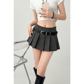 2เอวสูงผ้ายืด มีสไตล์และใช้งานได้หลากหลาย กระโปรงอัดพลีท กระ…