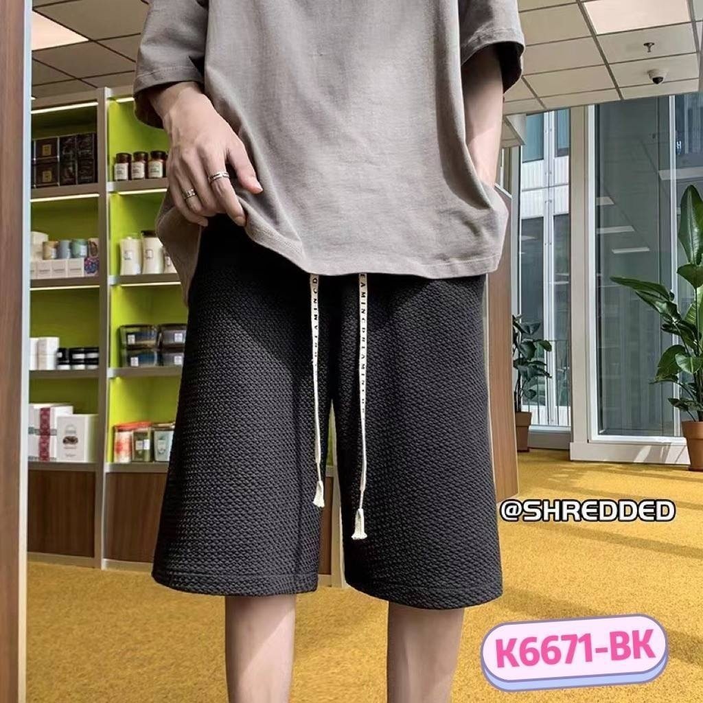 แฟชั่นผู้หญิง กางเกงขาสั้นทรงสปอร์ต เชือกผูกได้ ไซส์ใหญ่ ผ้าเกรดพรีเมี่ยม ใส่สบาย ขากว้างใส่สบายผ้าดีไม่ร้อน K6671