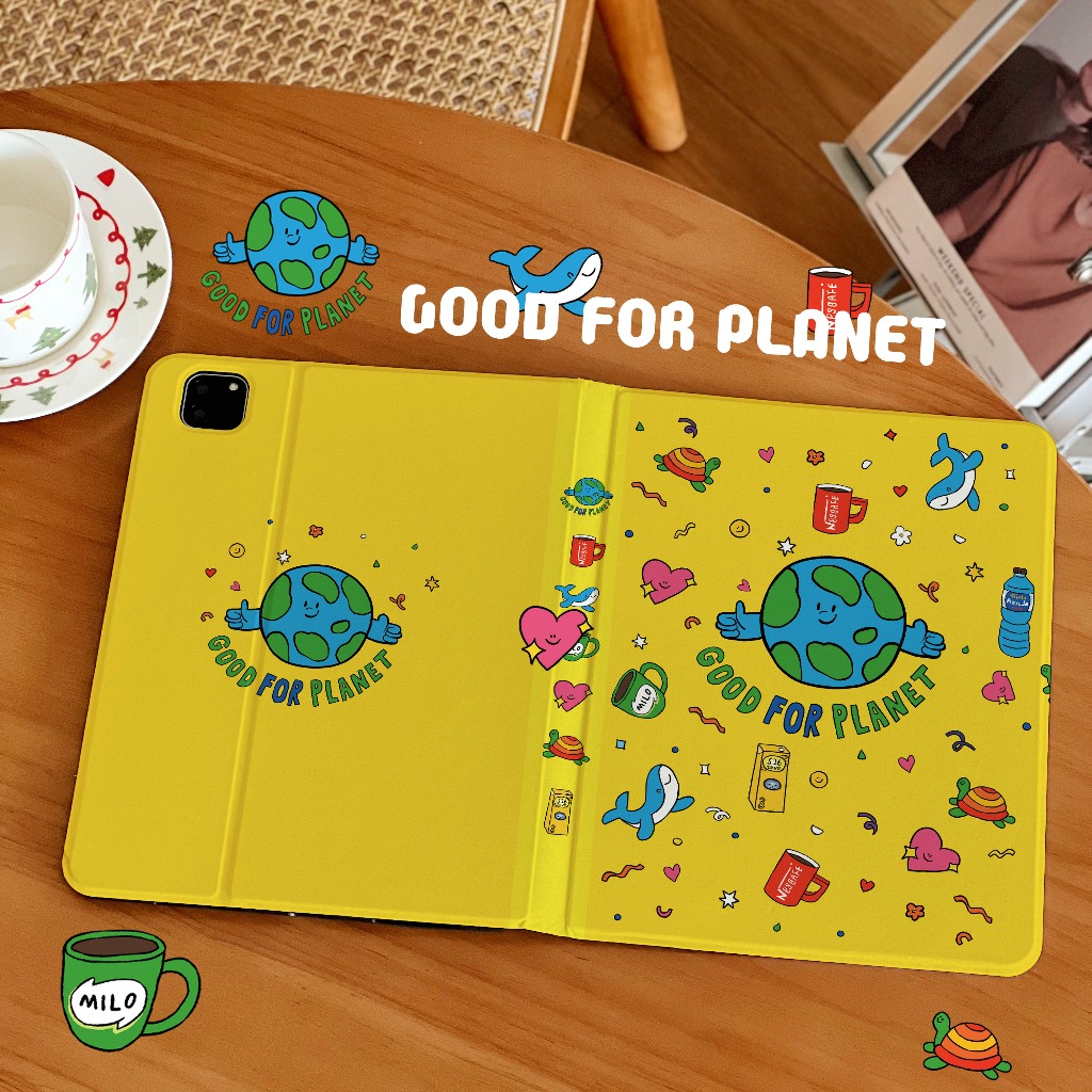 ส่งในพื้นที่ เคส iPad Protect the Earth พร้อมช่องใส่ปากกา สําหรับ iPad Air5 Gen9 gen10 Air6 Pro11 2024 air4 10.9