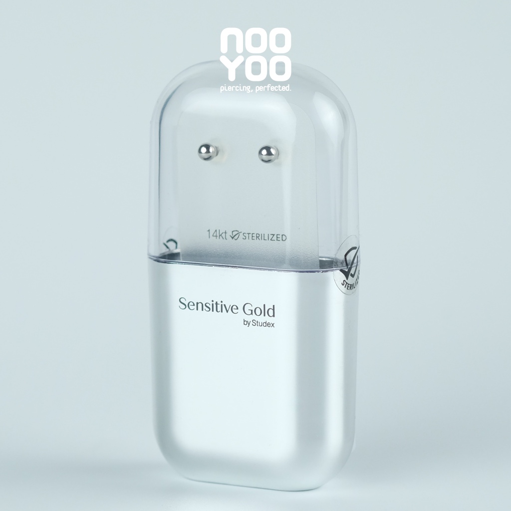 NooYoo ต่างหูสำหรับผิวแพ้ง่าย STERILIZED 14K 4 mm Ball (ก้านขาว/ทอง/โรสโกลด์)