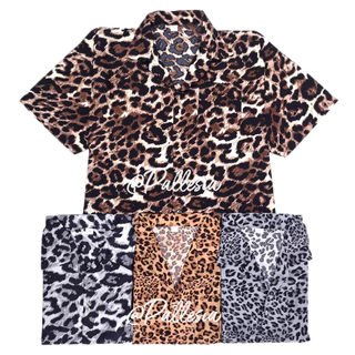 เสื้อลายเสือดาว เสือดำ 7ไซส์ S-4XL งานไทย ไหมอิตาลี เสื้อเชิ้ตฮาวาย hw901