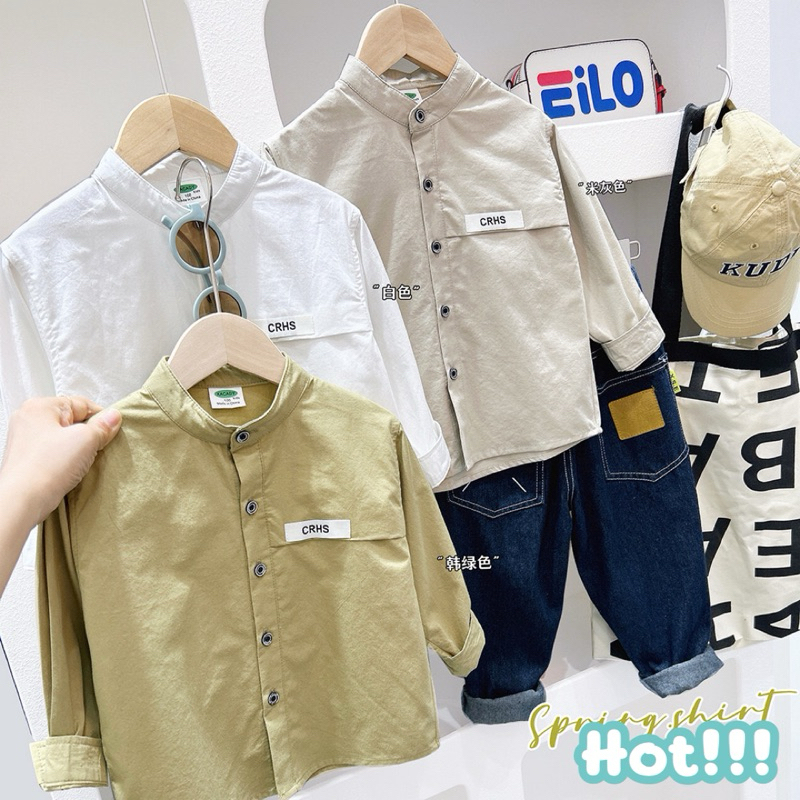 AB196 เสื้อเชิ้ตแขนยาว แฟชั่นเด็กผู้ชาย คอจีน พร้อมส่ง