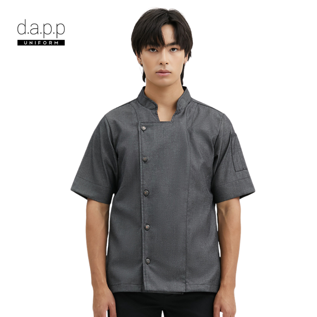 dapp Uniform เสื้อเชฟยีนส์ เสื้อกุ๊ก คอจีน รุ่น Nomad สีเทา (TJKA1023DPS)