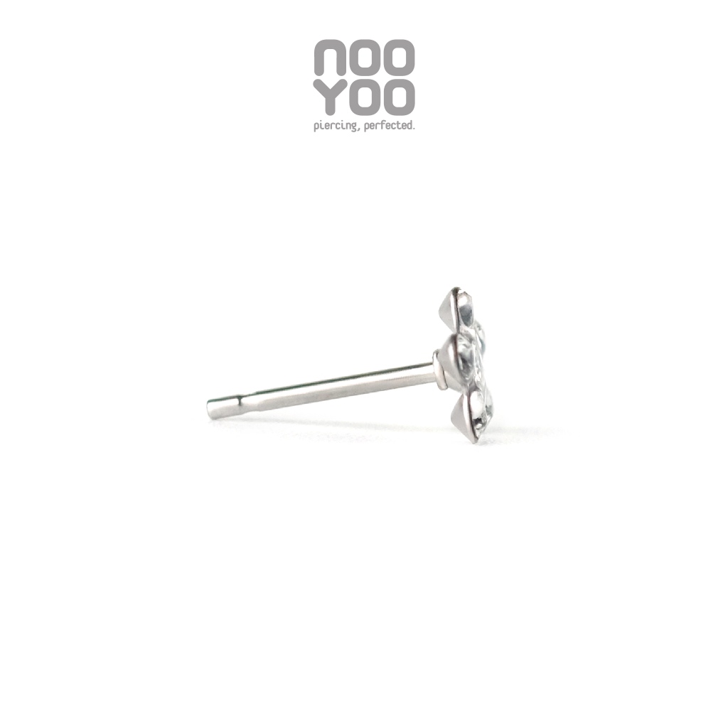 NooYoo حلق ديزي ذهب 14K معقم بكريستال أبريل — صورة 3