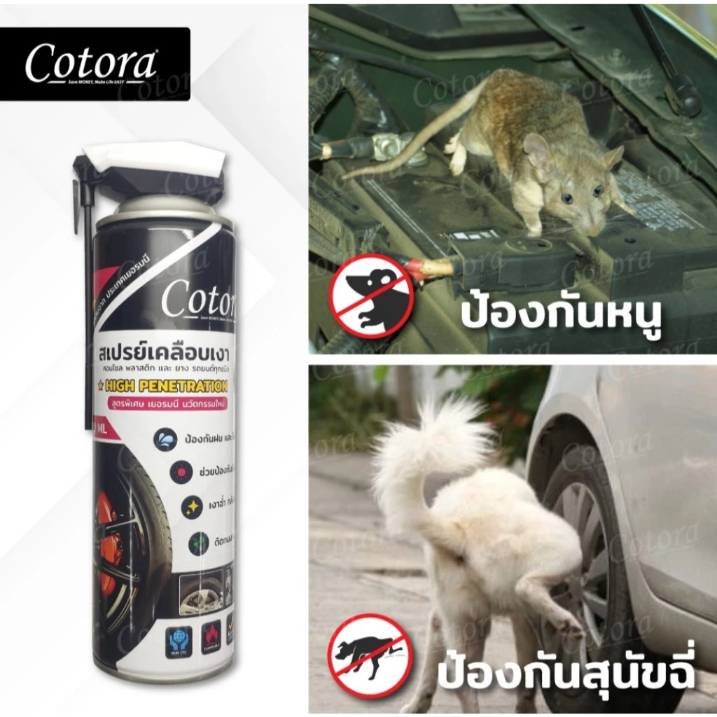 Cotora น้ำยาสเปรย์เคลือบเงา ห้องเครื่อง คอนโซล พลาสติก และยาง ป้องกันหนู ของแท้ thumbnail 5