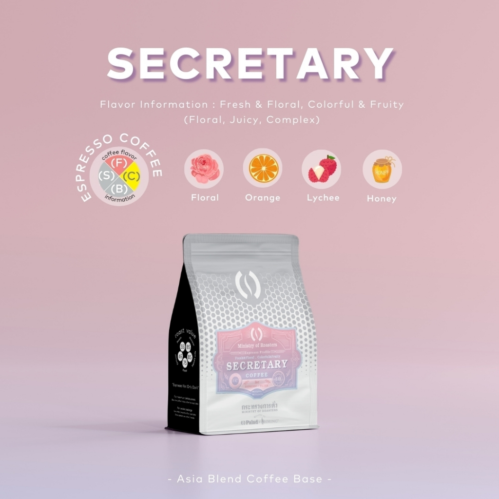 กาแฟ เมล็ดกาแฟคั่ว กาแฟคุณภาพดี สำหรับ เครื่อง Espresso : Secretary เลขานุการ คั่วอ่อน