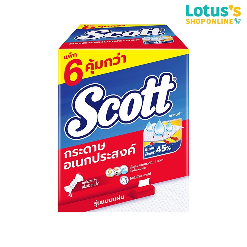 สก๊อต อินเตอร์โฟล กระดาษ อเนกประสงค์ แบบแผ่น 84 แผ่น (แพ็ค 6) SCOTT INTERFOLD 84 SHEETS (PACK6)