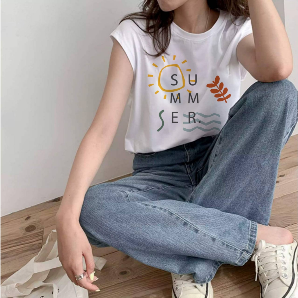 เสื้อแขนกุด SUMMER เนื่อผ้านิ่ม ใส่สบาย พร้อมส่ง 2-3 วันได้รับสินค้า