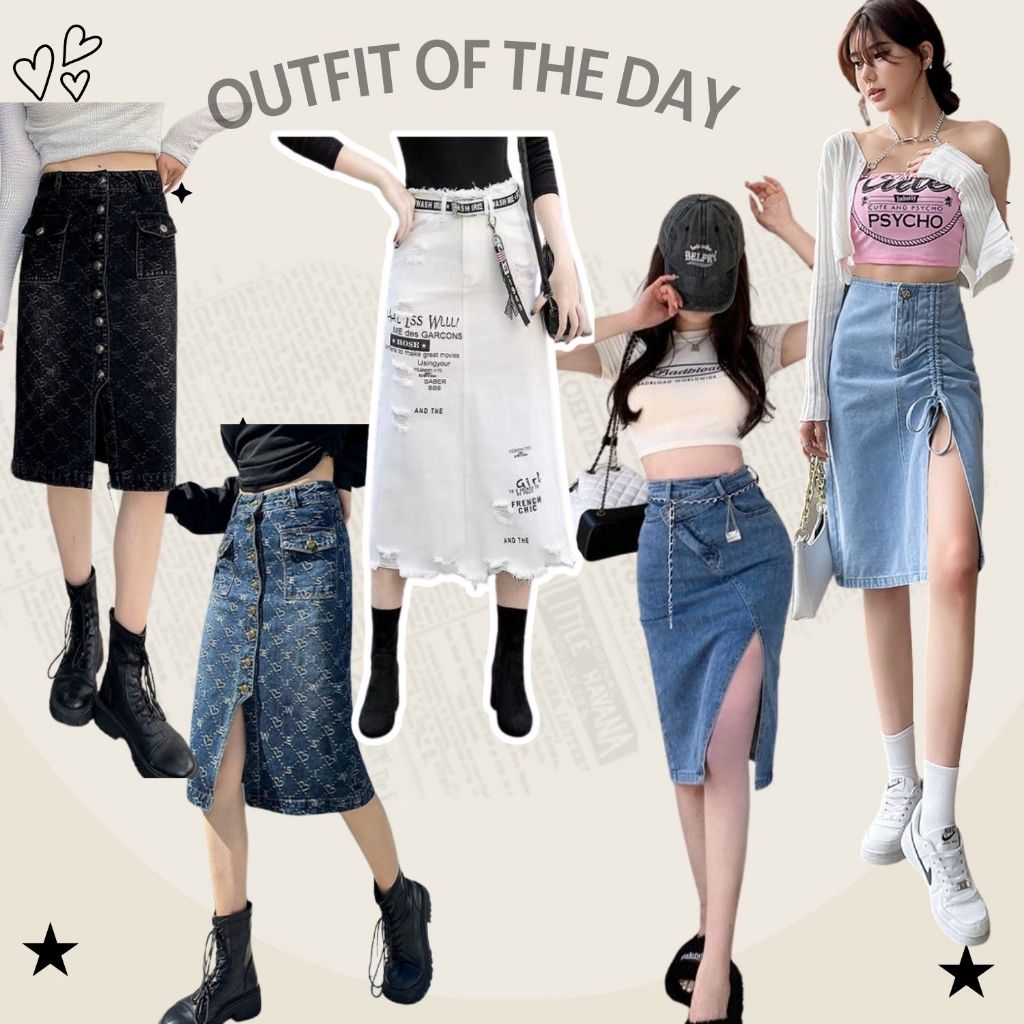 พร้อมส่ง  G2กระโปรงผ้ายีนส์ ผ่าหน้าเกร๋ๆ แมทช์กับอะไรก็ปัง ทรงนี้กำลังฮิต ห้ามพลาดจ้า VRS128,VRS115,