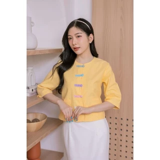 เสื้อผ้าฝ้ายเนื้อนุ่ม กระดุมหลากสี พาสเทลน่ารักสดใส