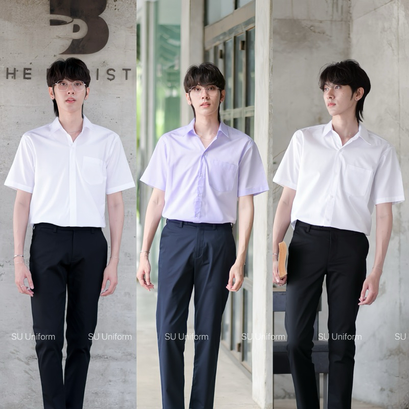 เสื้อนักศึกษาแขนสั้นชาย เสื้อนักศึกษาผู้ชาย เสื้อนิสิตชาย