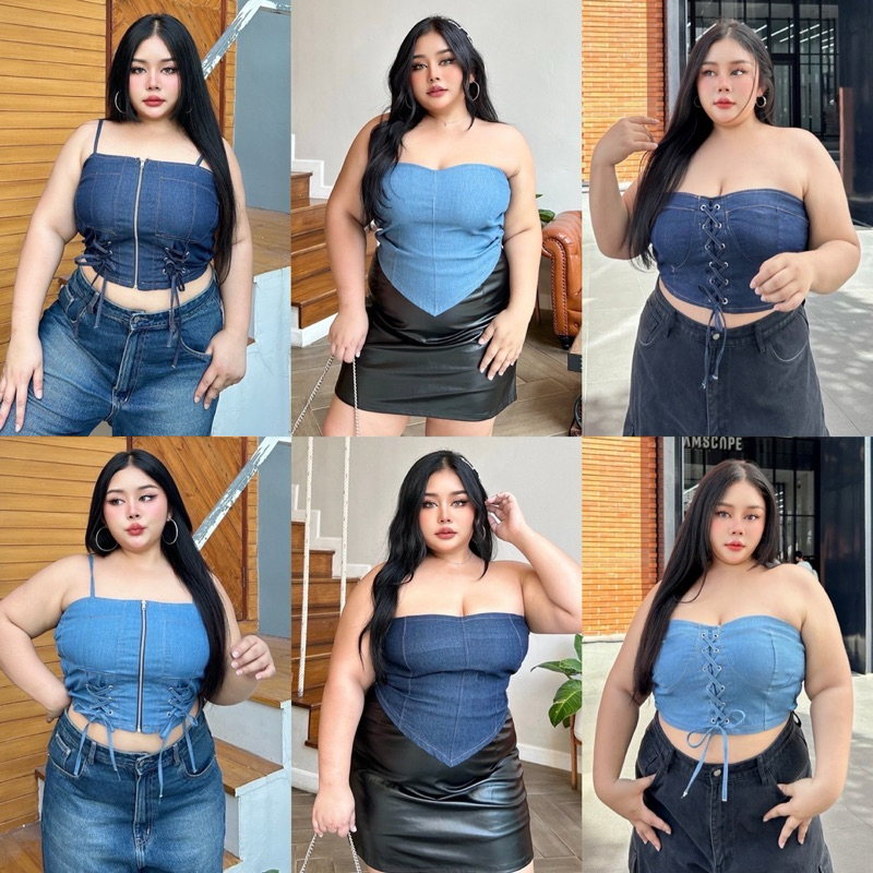 /TB/ ครอปยีนส์สาวอวบ มีมา 3แบบ #เสื้อผ้าไซส์ใหญ่ สาว อ้วน พลัสไซส์