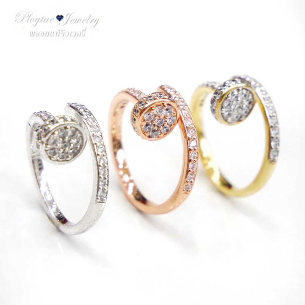 PR-009 แหวนตะปู ฝังเพชร White Korea & นิล จำนวน 40 เม็ด