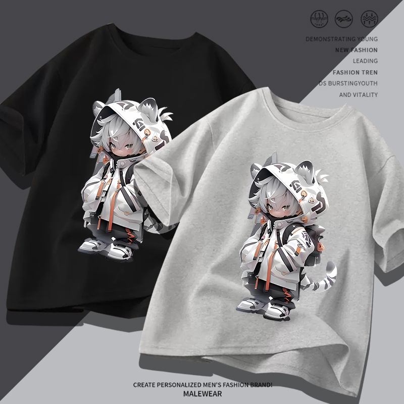 D850เสื้อยืดแขนสั้ง ผ้านุ่มยืดได้ใส่สบายฯ ลายแฟชั่งสวยน่ารักใส่ได้ทั้งชายและหญิง