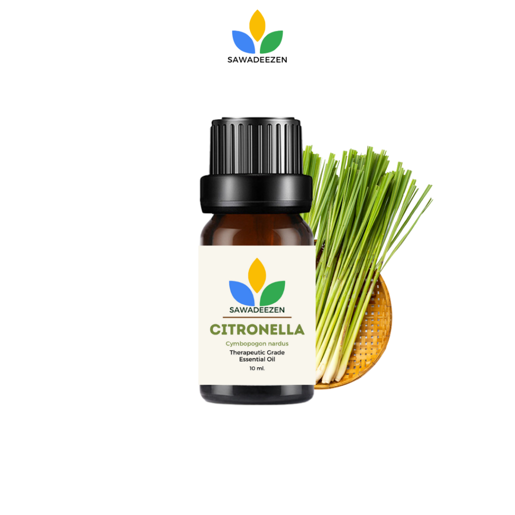 Citronella Essential Oil,100% Pure Therapeutic Grade 10 ml น้ำมันหอมระเหย กลิ่น ตะไคร้หอม |SawadeeZen