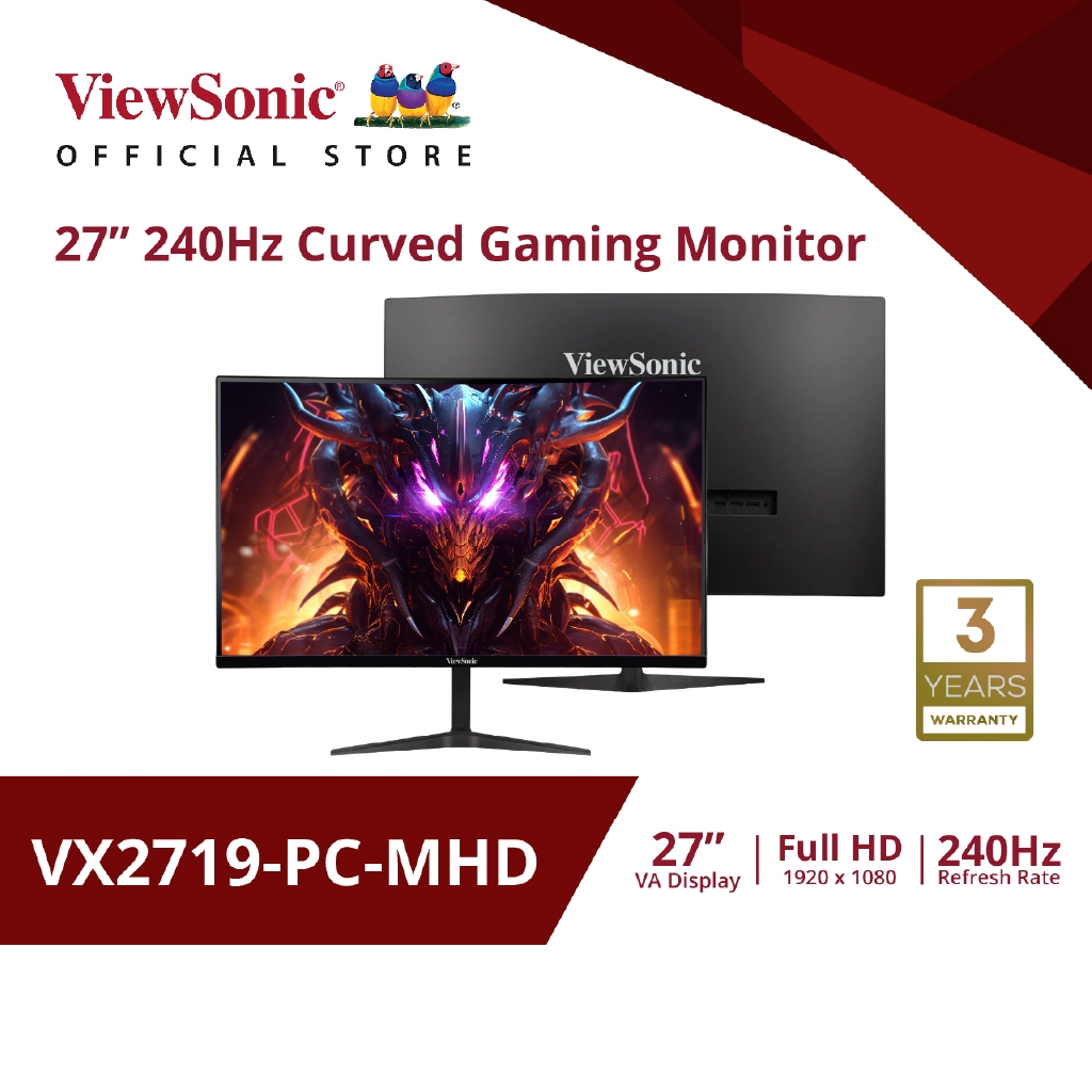 ViewSonic Gaming Monitor V-VX2719-PC-MHD  / 27” / 240Hz / Curved / 1ms / (จอเกมมิ่ง,จอคอมเล่นเกมส์)