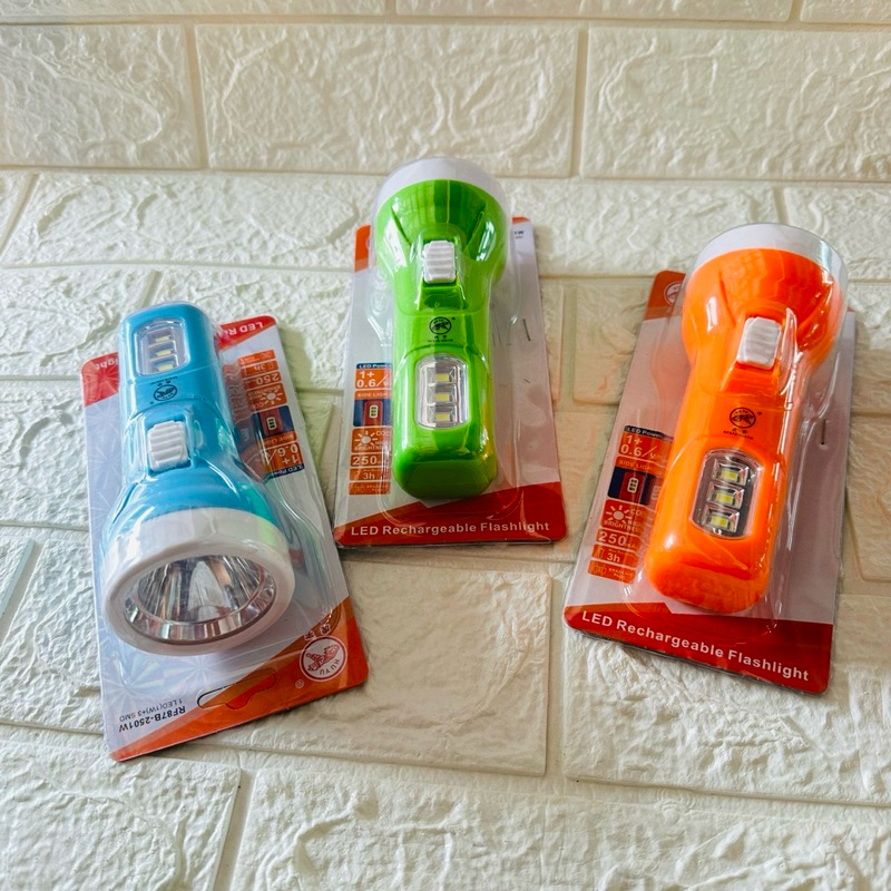 ไฟฉายมือถือรุ่นพกพา รุ่นRF87B-2501w แบตเตอรี่250 mAh 3สี ฟ้า ส้ม เขียว