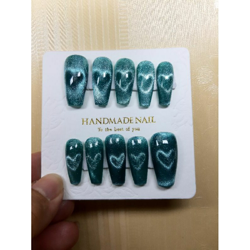 เล็บปลอมเจลแท้100% รูปหัวใจ4สี สีเขียว,ชมพู,น้ำตาล,เนื้อ ไซร์ S ,M,L (แถมกาว+ตะไบ)แจ้งไซร์ในแชทได้เลยค่ะ