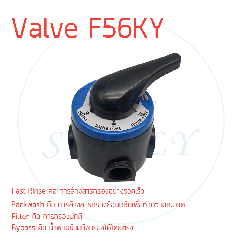 หัวควบคุม ก้านโยก Manual Valve คาร์บอน เรซิ่น ถังกรองไฟเบอร์ F56A F56E F56F F56K F64A หัววาล์ว หัวกรอง