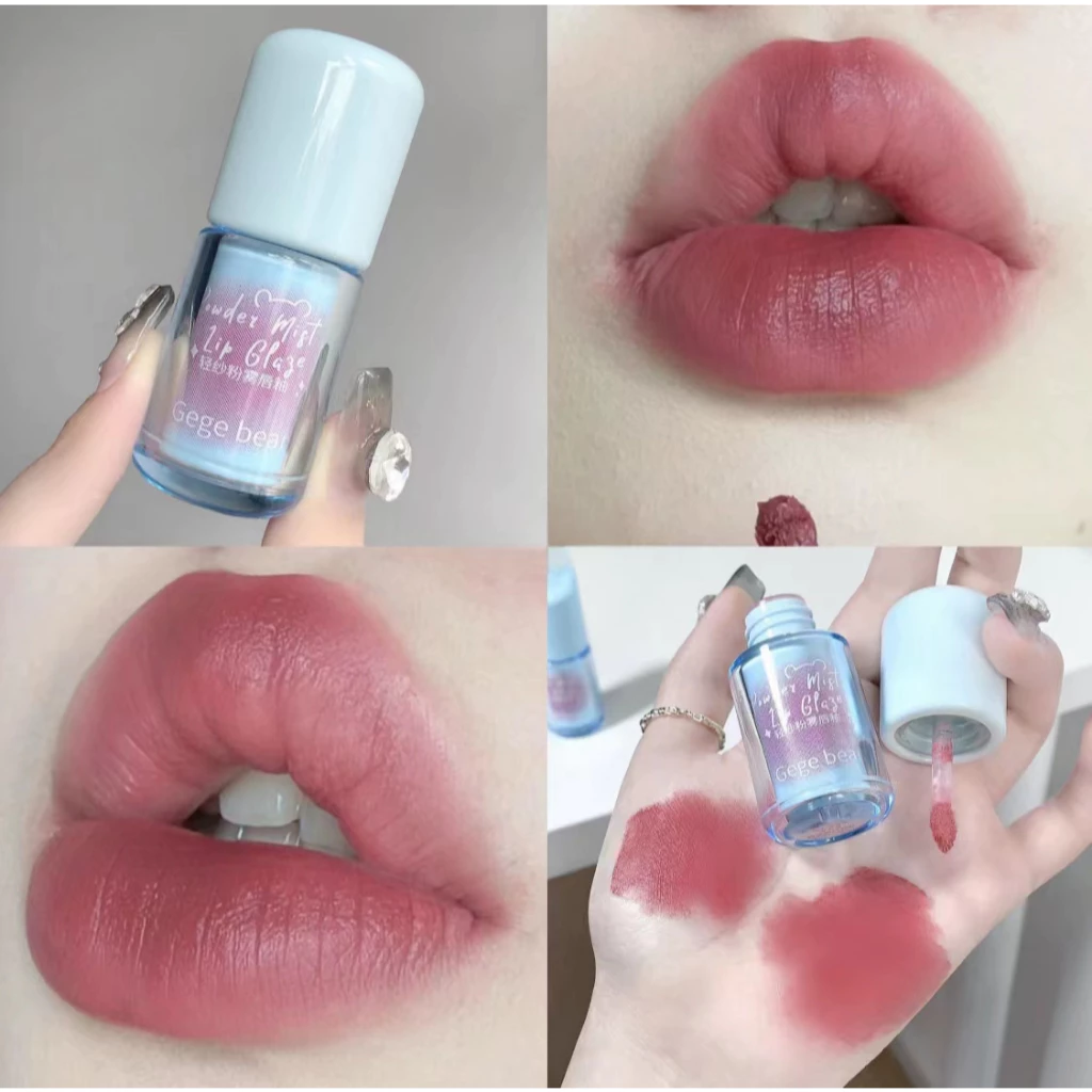 ลิปสติก ลิปกลอส ลิปโคลน เนื้อแมตต์เนื้ ให้ความชุ่มชื้นกันน้ํา 6 สี ไม่จางหาย ไม่ติดถ้วย