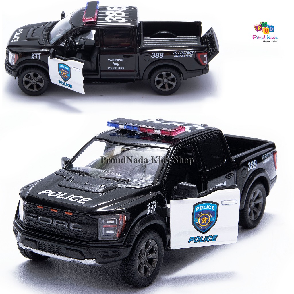 ของเล่นเด็ก รถเหล็กโมเดล รถกระบะตำรวจฟอร์ดแร็ปเตอร์ 1:46 KINSMART 2022 Ford F-150 Raptor KT5436