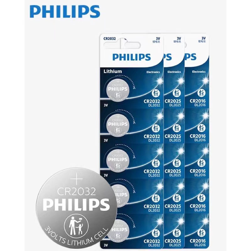 ถ่านPhilips CR2032/CR2025/CR2016 Lithium 3V แพค5ก้อน ของแท้