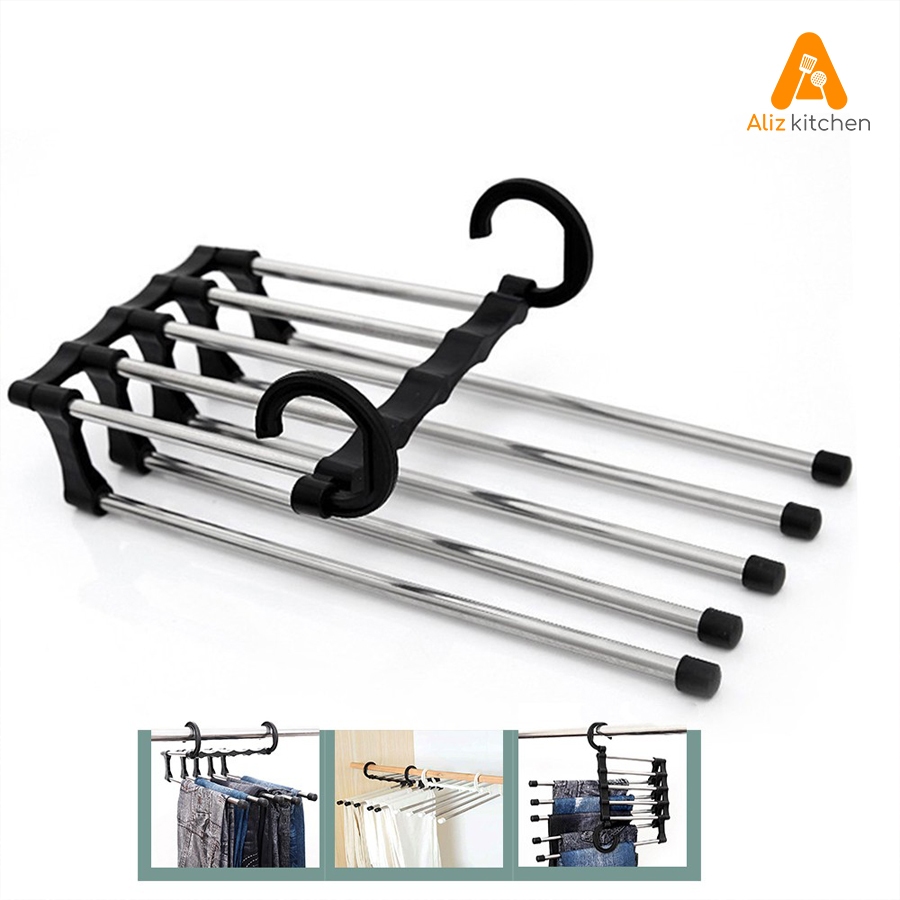 ไม้แขวนกางเกง แบบพับได้ แขวนกางเกง เสื้อผ้า ผ้าพันคอ ประหยัดพื้นที่ Steel Pants Trousers Hanger oic_store