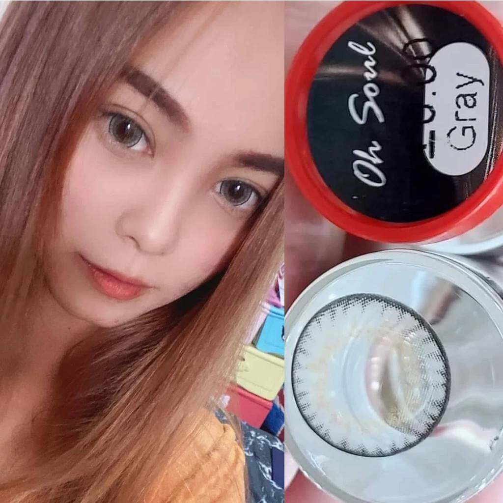 คอนแทคเลนส์ บิ๊กอาย รุ่น Oh soul สีเทา/ตาล Gray/Brown มีค่าสายตา (0.00)-(-10.00)