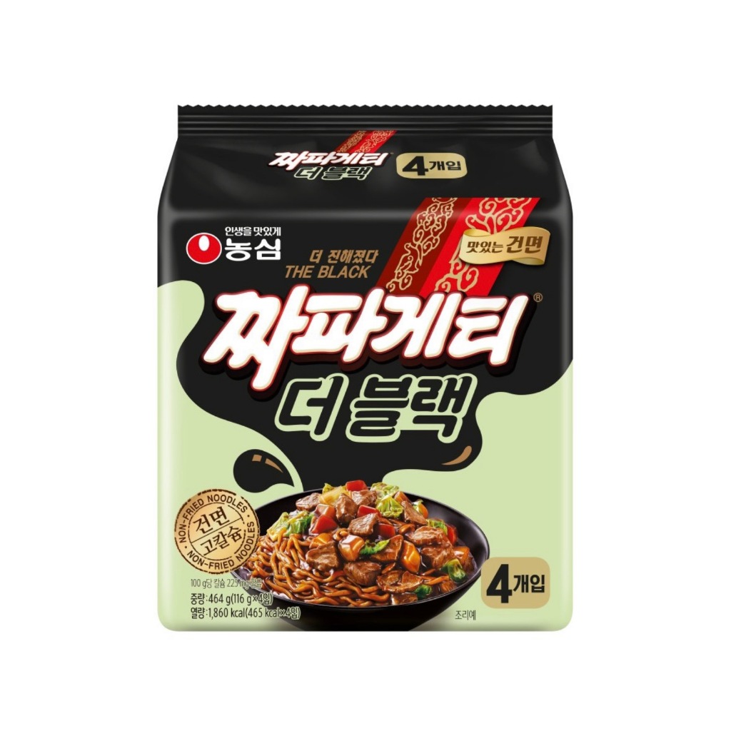 [ของแท้] 짜파게티더블랙 Nongshim Chapagetti The Black (บะหมี่กึ่งสำเร็จรูปจาจัง สูตรเข้มข้น) 116g*4