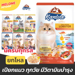 [ยกโหล] Kaniva คานิว่า อาหารเปียก ลูกแมว แมวโต ทูน่า ไก่ แซลมอน มีวิตามิน บำรุง แบบ เกรวี่ / เจลลี่ ขนาด 70g 12 ซอง