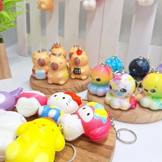 พร้อมส่งในไทย พวงกุญแจสกุชชี่ ลายน่ารัก นุ่มนิ่ม ขนาดจิ๋ว ของเล่นบีบมือ