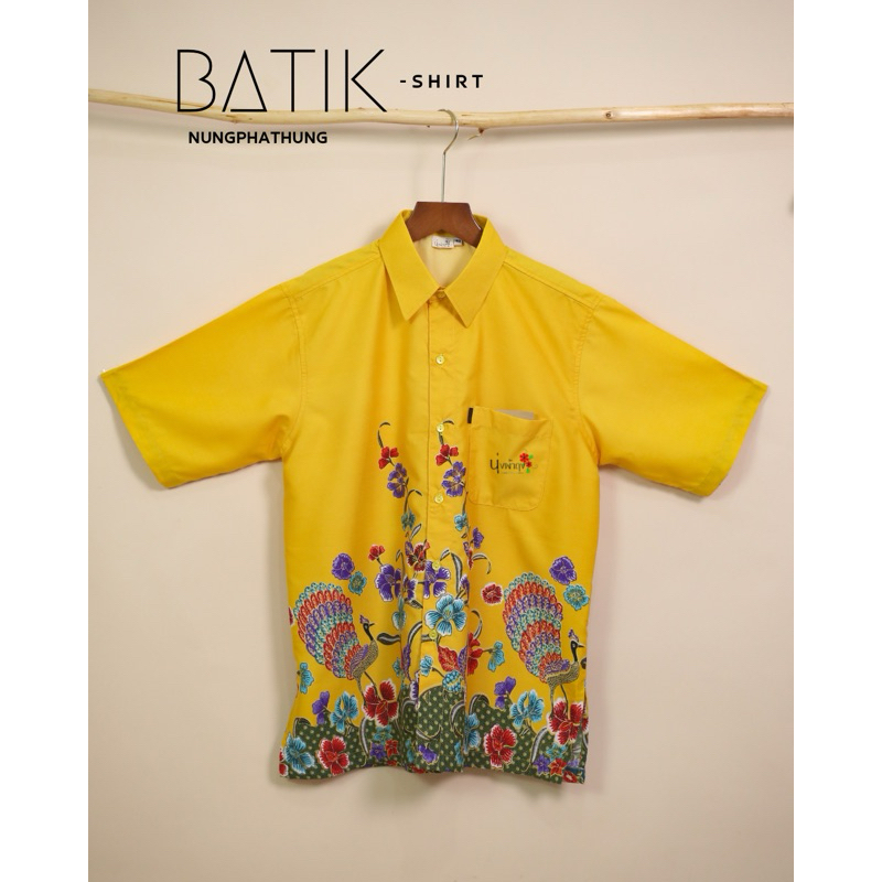 เสื้อปาเต๊ะผู้ชาย คอปกมีกระดุม