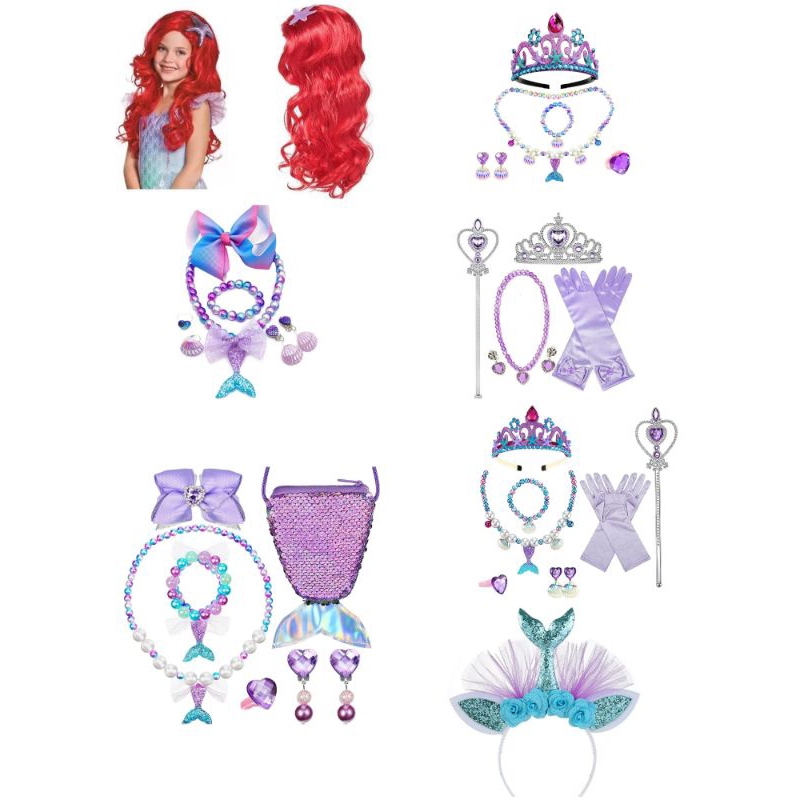 Accessories พร๊อพ เจ้าหญิงแอเรียล เครื่องประดับเมอเมด วิกผม จิวเวลรี่ คาดผม มงกุฎ คทา ถุงมือ