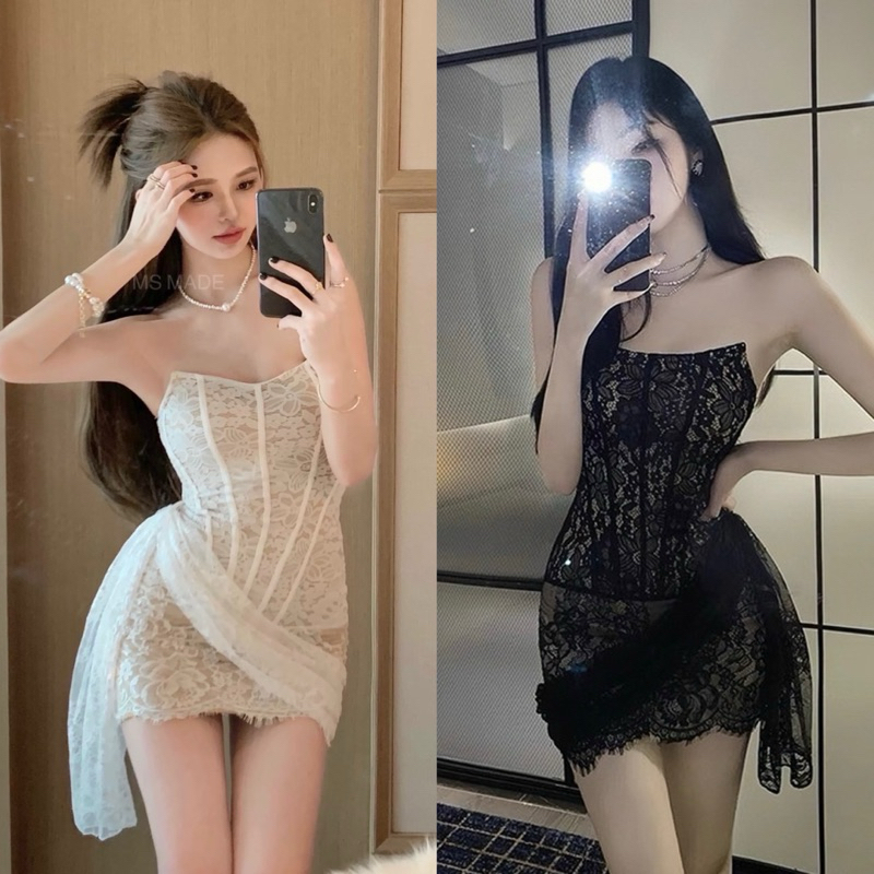 Ppickme•เดรสเกาะอกผ้าลูกไม้ ใส่แล้วหุ่นปั๊วะ แบบไม่ต้องพึ่ง Meitu รีรันวงการดาวทองหล่อ