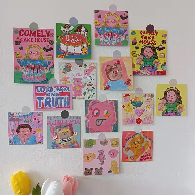 (พร้อมส่ง ) โปสการ์ด Korean Oil Painting Internet Celebrity Postcard