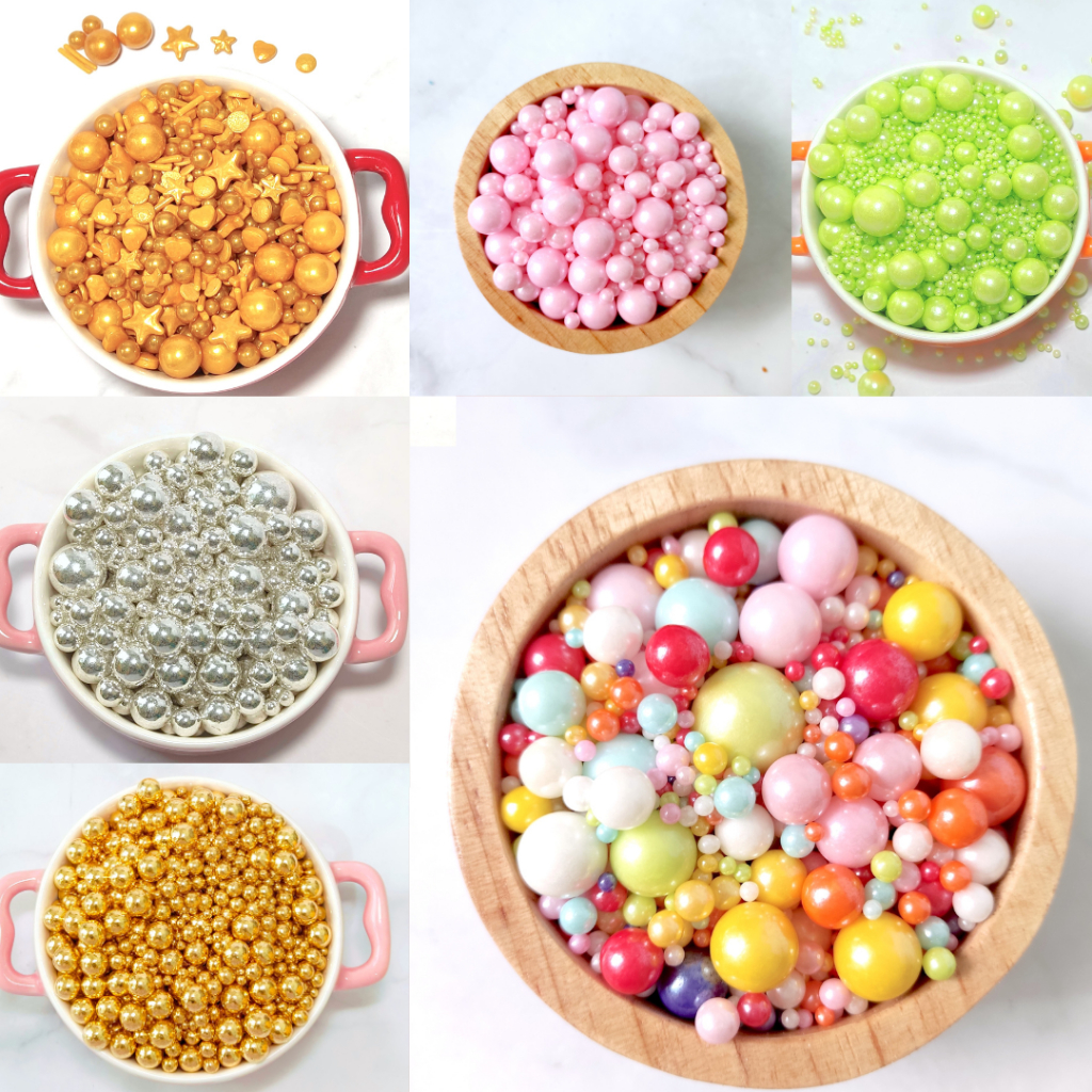 Sprinkles เม็ดมุกน้ำตาล คละไซส์ 30-50 กรัม/ถุง แต่งหน้าเค้ก คุกกี้ โดนัท ไอติม เค้กป๊อบ บราวนี่หรืออื่น ๆ
