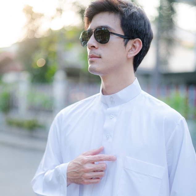 ชุดโต๊ปผู้ชายแขนยาว แบรนด์ดัฟฟะห์​  ชุดเสื้ออาหรับดูไบมุสลิมม AB63 รุสมีนีมุสลิม