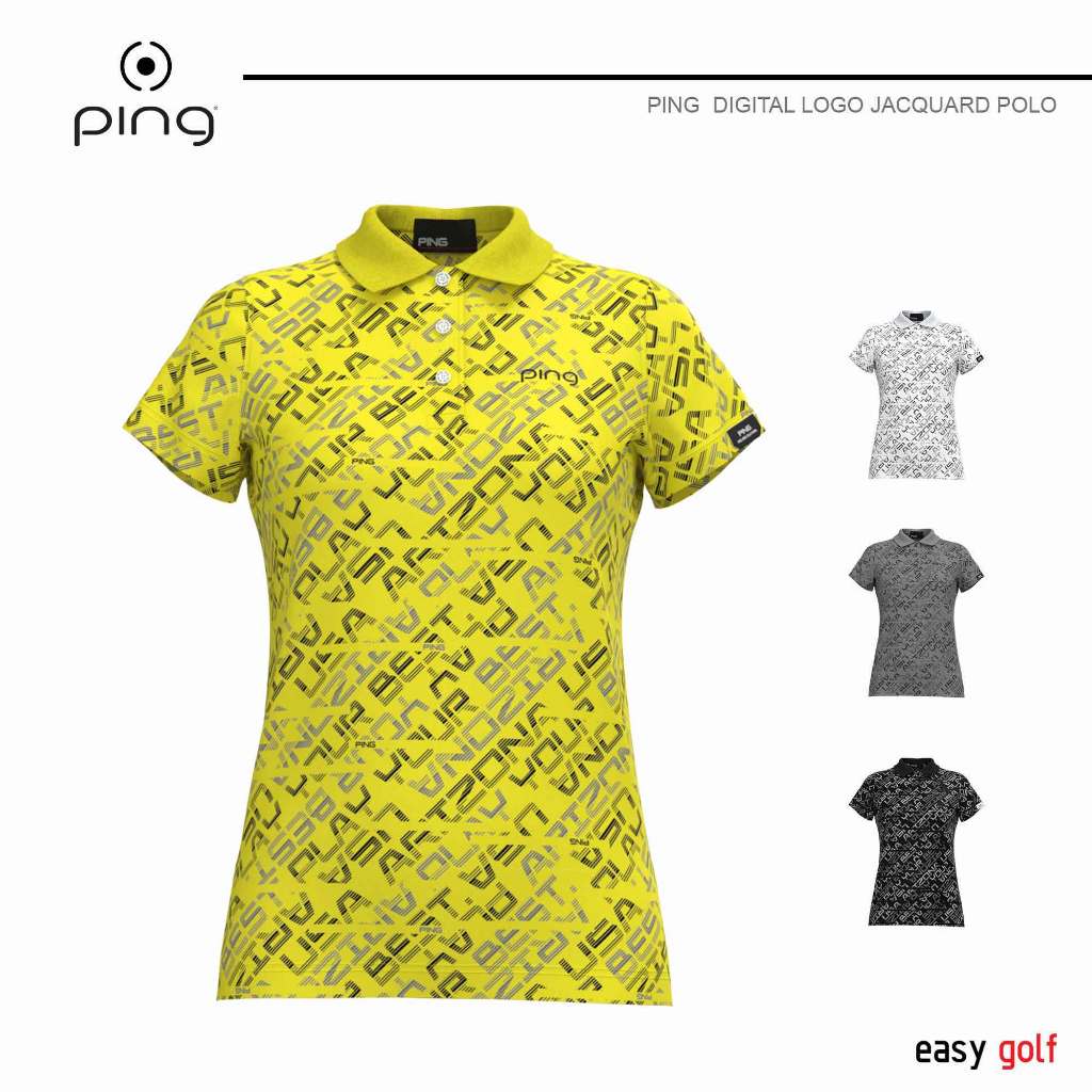 PING BIAS DIGITAL LOGO JACQUARD POLO SHIRT  PING WOMEN'S เสื้อกีฬากอล์ฟผู้หญิง 622-4160272