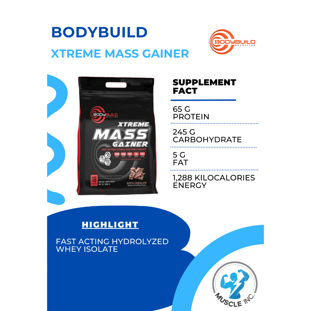 Bodybuild- Xtreme Mass Gainer ขนาด 3kg พร้อมส่ง !!