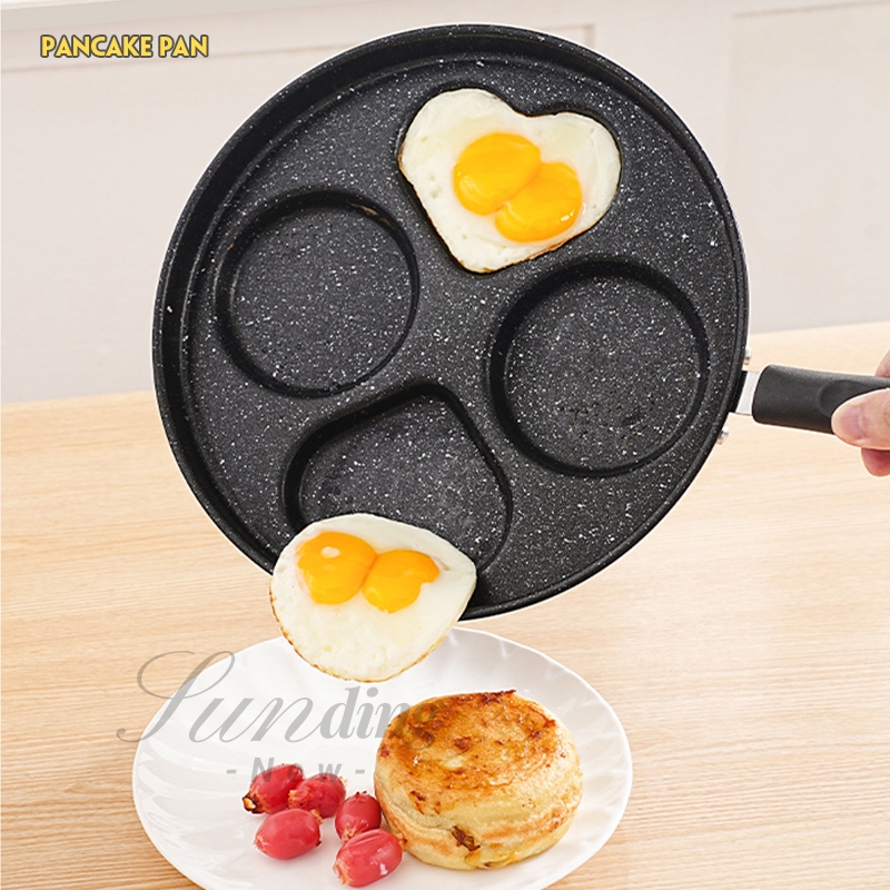 กระทะ กระทะทอดไข่ กระทะเคลือบหินอ่อน Non-Stick กระทะทำอาหารเช้า ใช้ได้กับเตาทุกชนิด กระทะทอดไข่ 4หลุม B0142