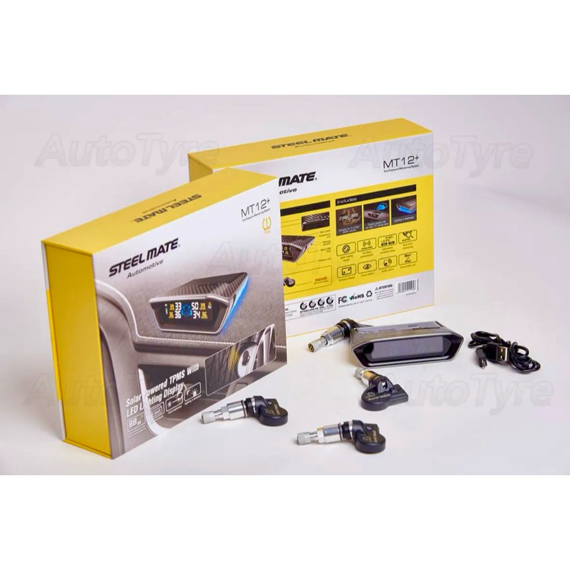 จุ๊ปเซนเซอร์ วัดลมยาง STEELMATE (TPMS) ตรวจสอบแรงดันและอุณภูมิแบบเรียลไทม์ เครื่องวัดลมยาง MT12