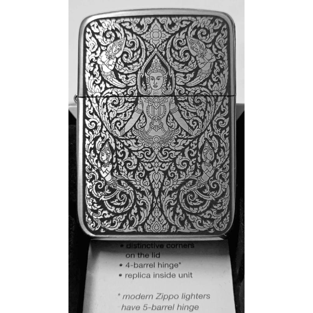 Zippo Replica Brass 1941 ของแท้ สีเงินด้าน ยิงเลเซอร์ ลายเทพ 5 องค์ 5 ด้าน