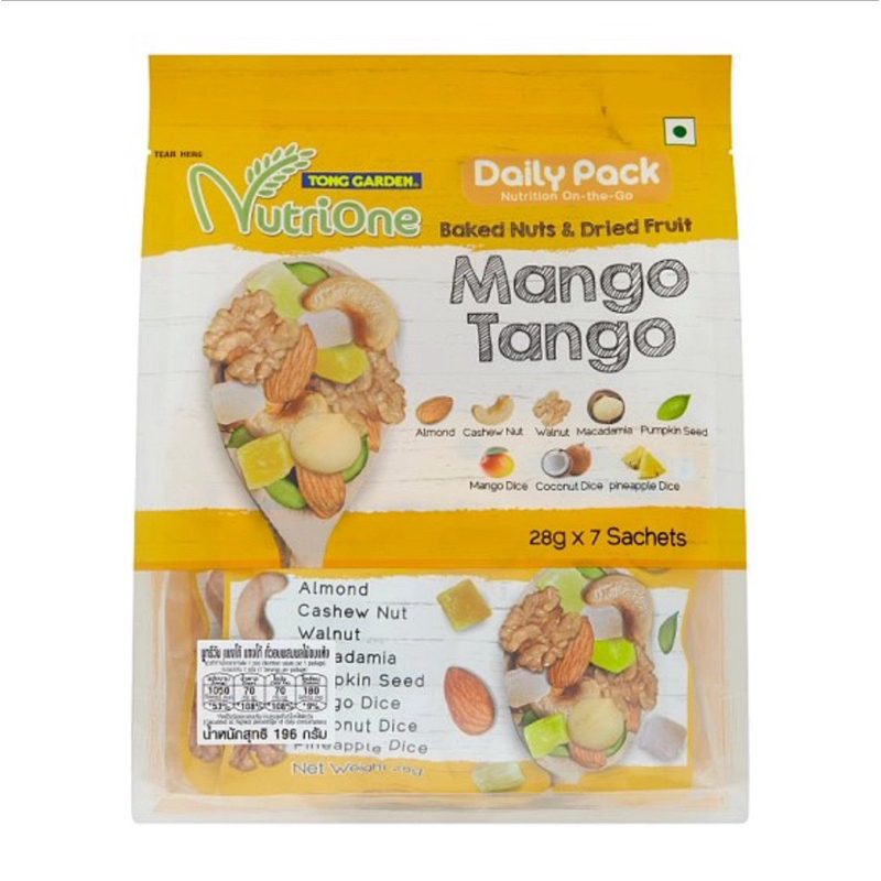 นูทรีวันแมงโก้แทงโก้ถั่วอบผลไม้อบแห้ง/แอปเปิ้ลพสยอบแห้ง 196 NUTS NUTRIONE BAKEDDRIES FRUIT MANGO TANGO/APPLE PIE