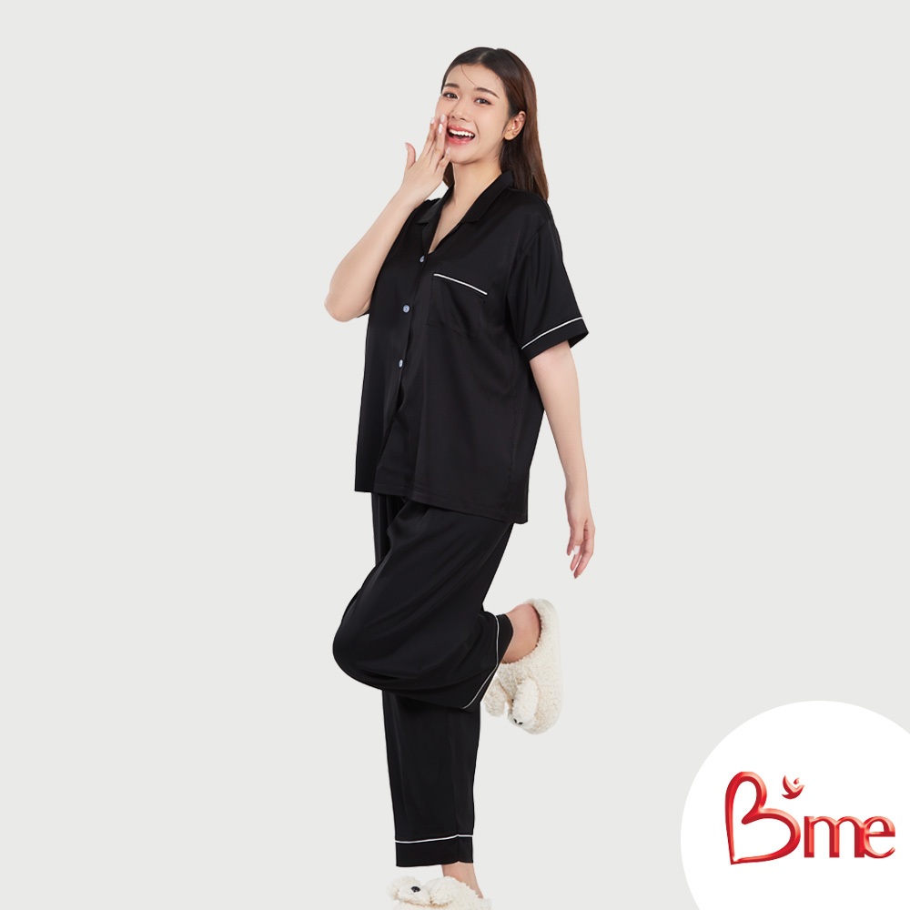 B'me ชุดนอนเสื้อแขนสั้นพร้อมกางเกงขายาว รุ่น ME8811 มี 3 สี สีฟ้า สีชมพู สีดำ