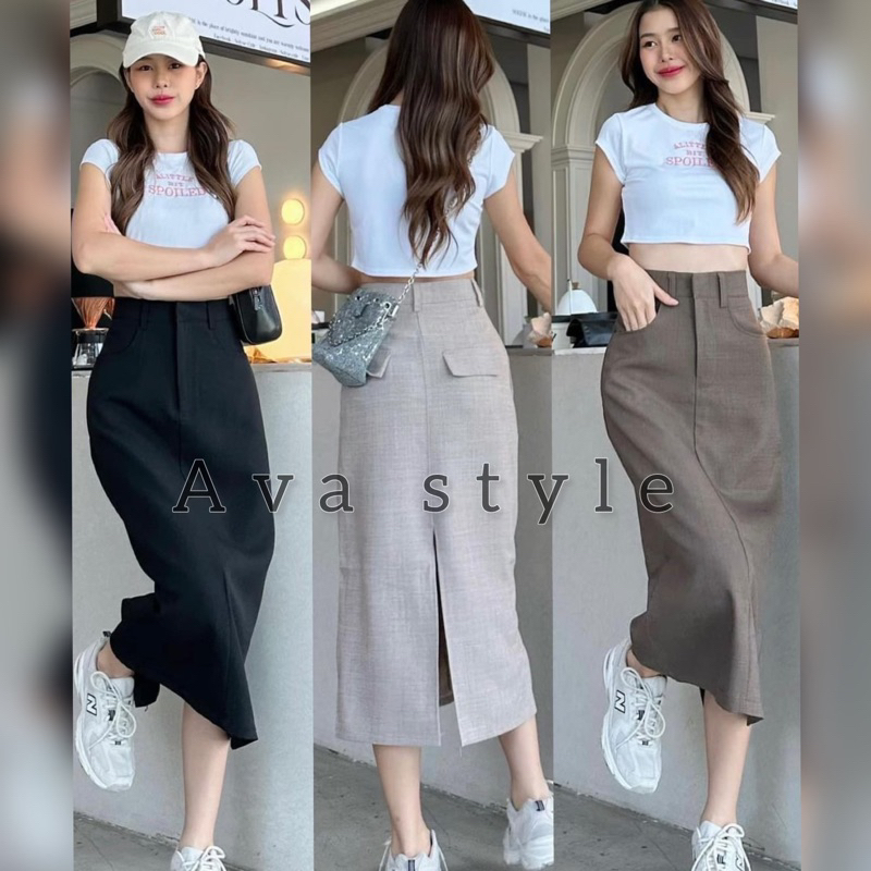 S-XXL🌈🌈Y2K🦋กระโปรงเอวสูง(ผ่าหลัง) รุ่นชิปหน้าผ้าป๊อกกี้ ผ้าดีทรงสวย ❤️❤️❤️