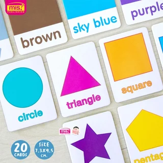 MISBOOK Flash Card แฟลชการ์ดสำหรับเด็ก 4 หมวด พยัญชนะไทย ABC ตัวเลข สีและรูปร่างรูปทรง กระดาษแข็ง กระดาษหนา การ์ดคำศัพท์