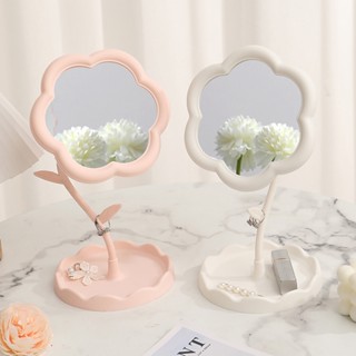 กระจกตั้งโต๊ะ กระจกแต่งหน้า แบบมินิมอล ใช้แต่งหน้า กระจกสีขา…