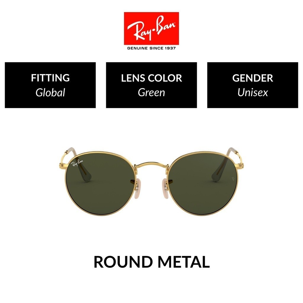 Ray-Ban Round metal - RB3447 001 - size 53 แว่นกันแดด