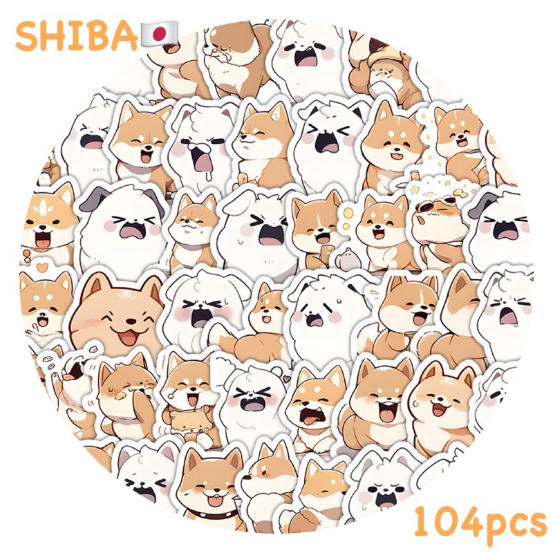 สติ๊กเกอร์ Shiba Inu 863 ชิบะ อินุ 104ชิ้น น้องหมา Dog ชิบะอินุ  ด็อก ด็อค หมา ชิบะ เหรียญ Siberian Husky ชิ บะ shi ba