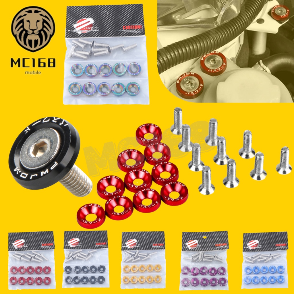 สกรูเว้า M6 JDM แบบหกเหลี่ยม ดัดแปลง สําหรับรถยนต์ จํานวน 10 ชิ้น